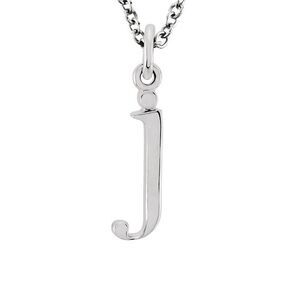 The Abbey Lower Case Initial 'j' Necklace in 14k White Gold, 16 Inch